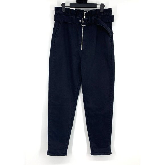 Joes Jeans Black Calypso Paperbag High Rise Tapered Ankle Belted - Picture 2 of 10